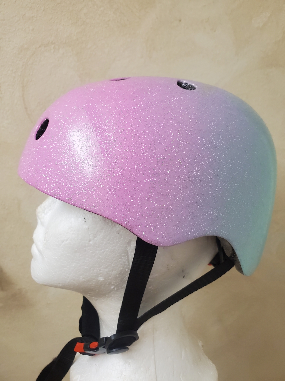 Glitter Ombre Bike Helmet in Pink and Light Blue
